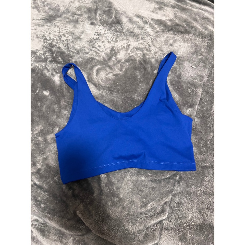 Carbon38 Women Royal Blue V-Neck Crossover Back Sports Bra Medium Impact Size M